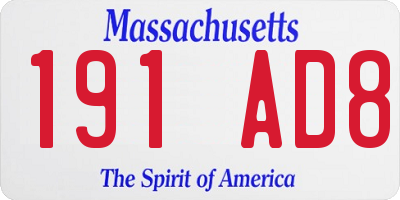 MA license plate 191AD8