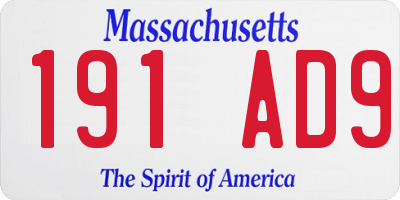MA license plate 191AD9