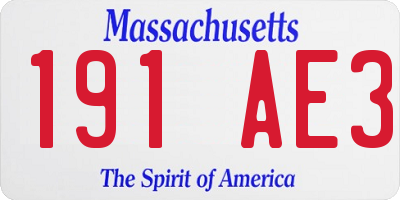 MA license plate 191AE3