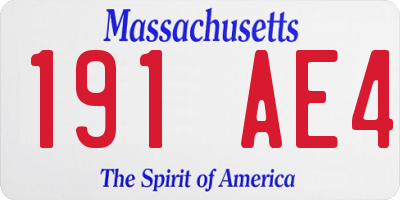 MA license plate 191AE4