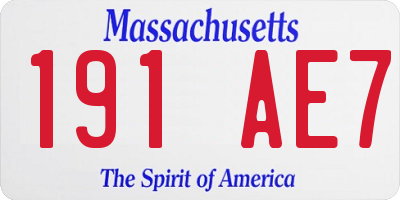MA license plate 191AE7