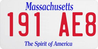 MA license plate 191AE8