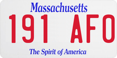 MA license plate 191AF0