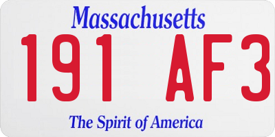MA license plate 191AF3