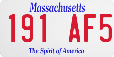 MA license plate 191AF5