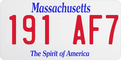 MA license plate 191AF7