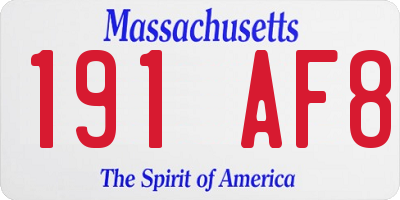 MA license plate 191AF8