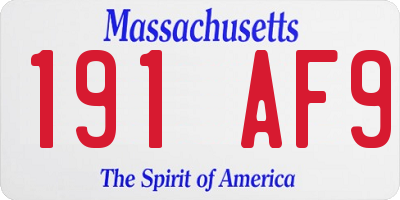 MA license plate 191AF9