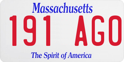 MA license plate 191AG0