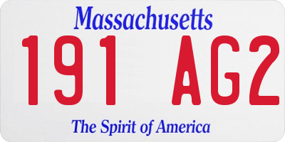 MA license plate 191AG2