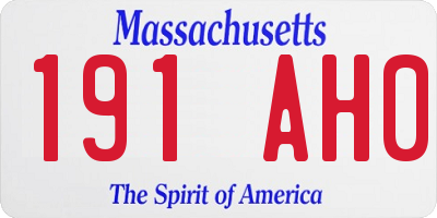 MA license plate 191AH0