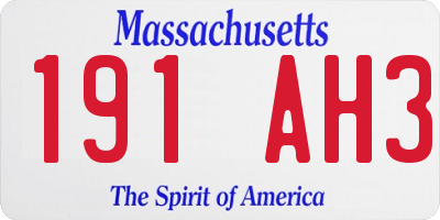 MA license plate 191AH3