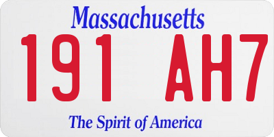 MA license plate 191AH7