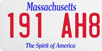 MA license plate 191AH8