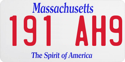 MA license plate 191AH9