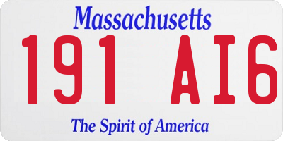 MA license plate 191AI6