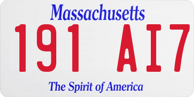 MA license plate 191AI7