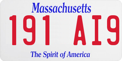 MA license plate 191AI9