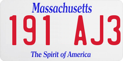MA license plate 191AJ3