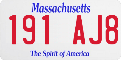MA license plate 191AJ8