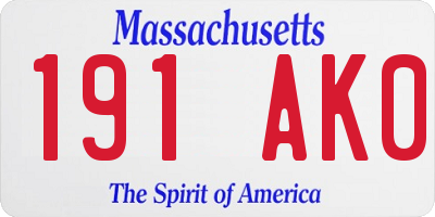 MA license plate 191AK0