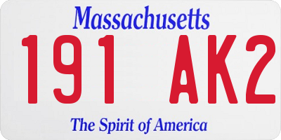 MA license plate 191AK2