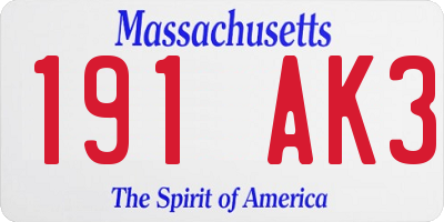 MA license plate 191AK3