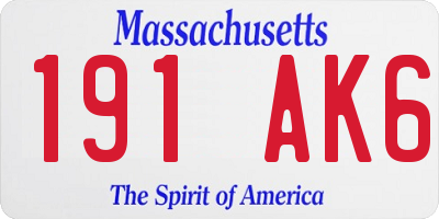 MA license plate 191AK6