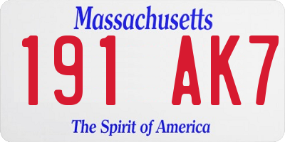 MA license plate 191AK7