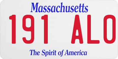 MA license plate 191AL0