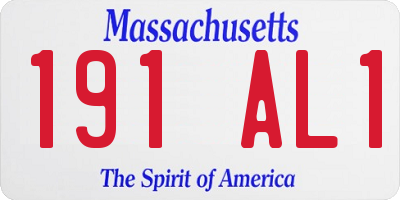 MA license plate 191AL1