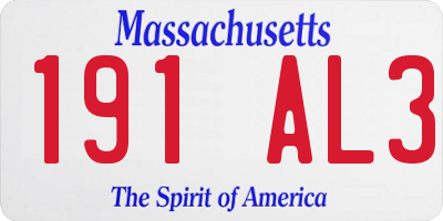MA license plate 191AL3