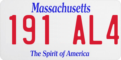MA license plate 191AL4