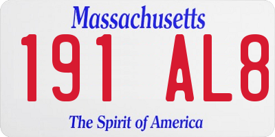 MA license plate 191AL8