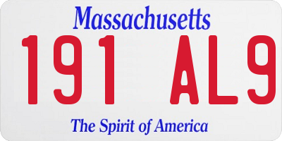 MA license plate 191AL9