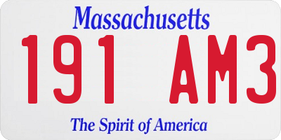 MA license plate 191AM3