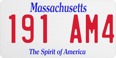 MA license plate 191AM4