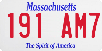 MA license plate 191AM7