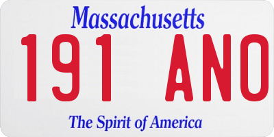 MA license plate 191AN0