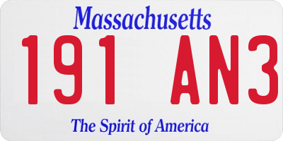 MA license plate 191AN3