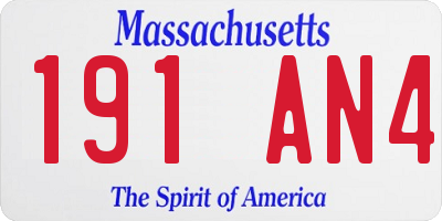 MA license plate 191AN4