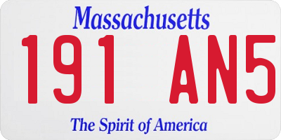 MA license plate 191AN5