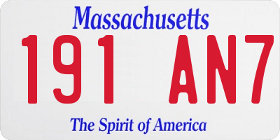 MA license plate 191AN7