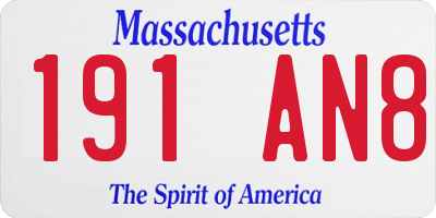 MA license plate 191AN8