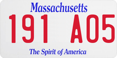 MA license plate 191AO5
