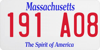 MA license plate 191AO8