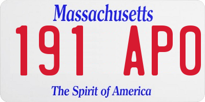 MA license plate 191AP0
