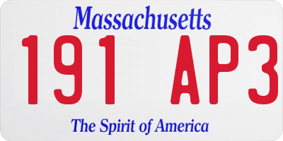 MA license plate 191AP3