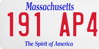 MA license plate 191AP4
