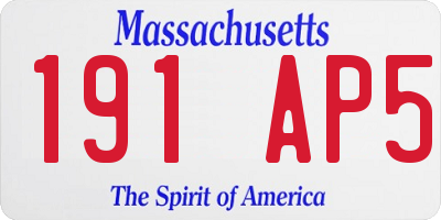 MA license plate 191AP5